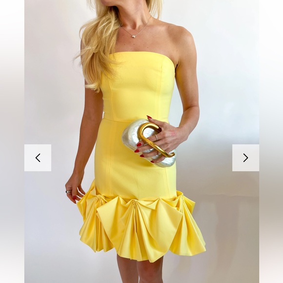 fitted lace wedding dress Nadine Merabi Milly Yellow Dress 6 main image 0